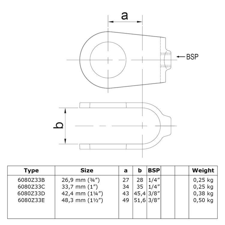 Buiskoppeling Open kruisstuk - zwart-E / 48,3 mm